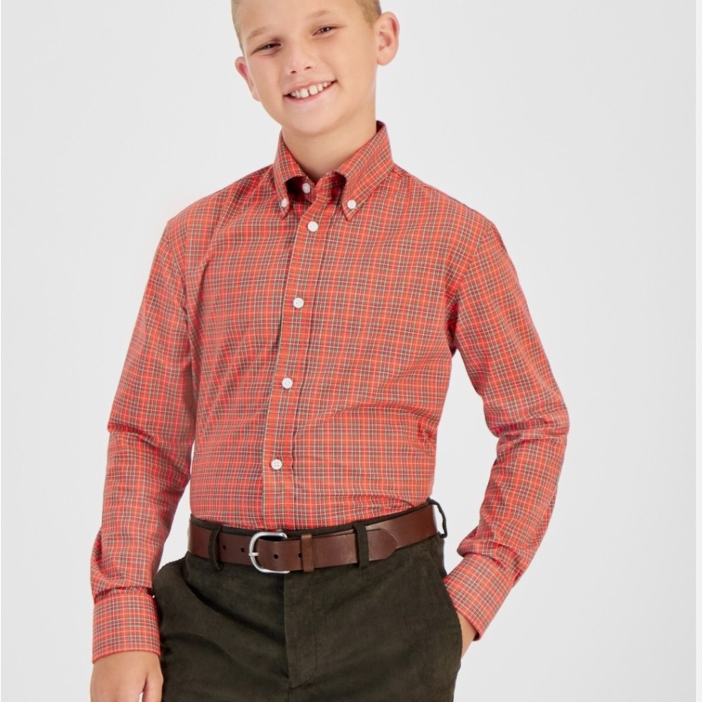 B by Brooks Brothers Boys  Plaid Button-Up Shirt
